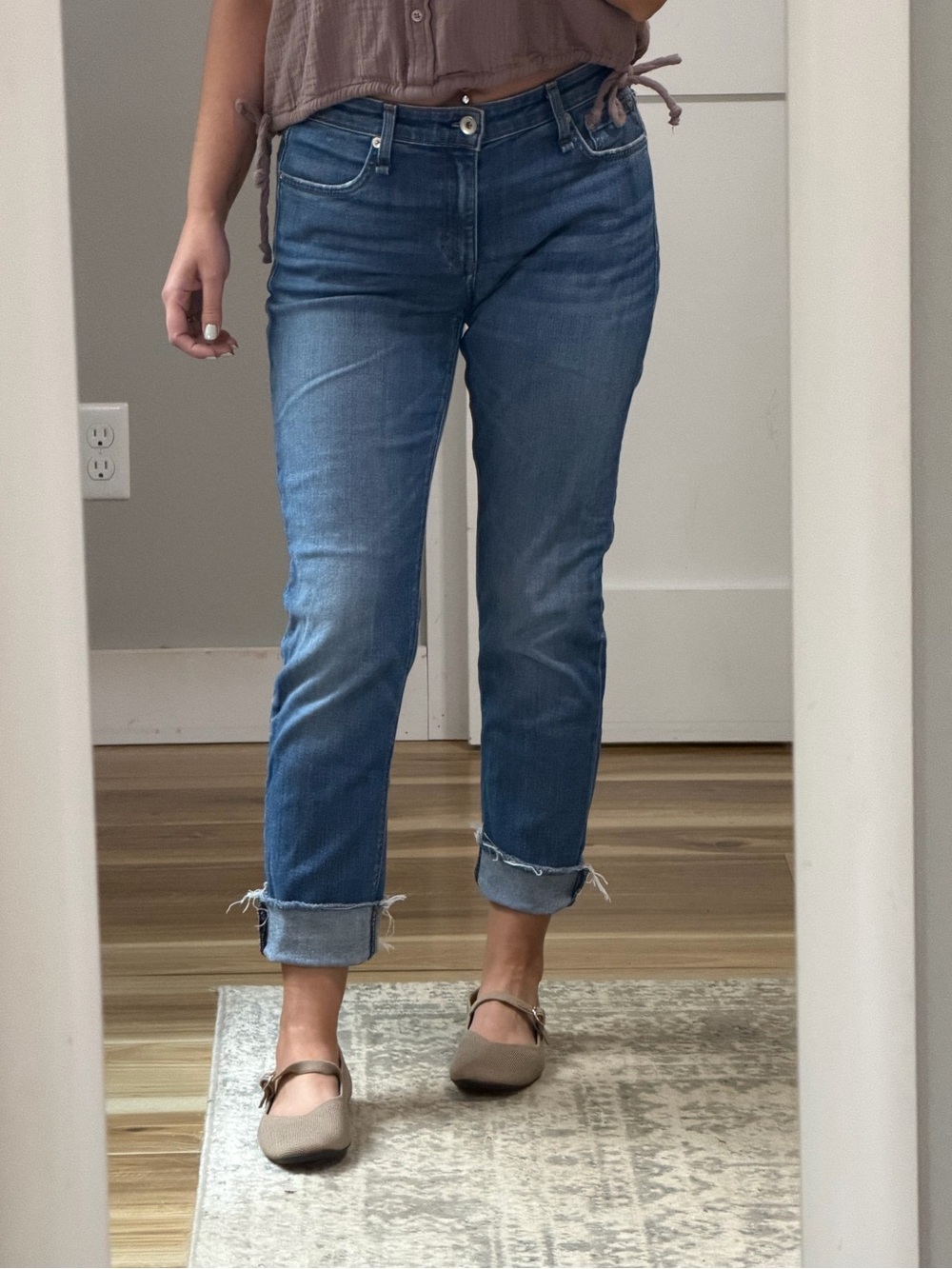 rag & bone Women's Medium Blue Boyfriend Jeans - Rolled Crop